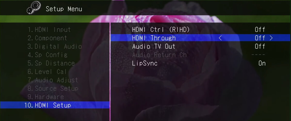 components of an AV receiver GUI